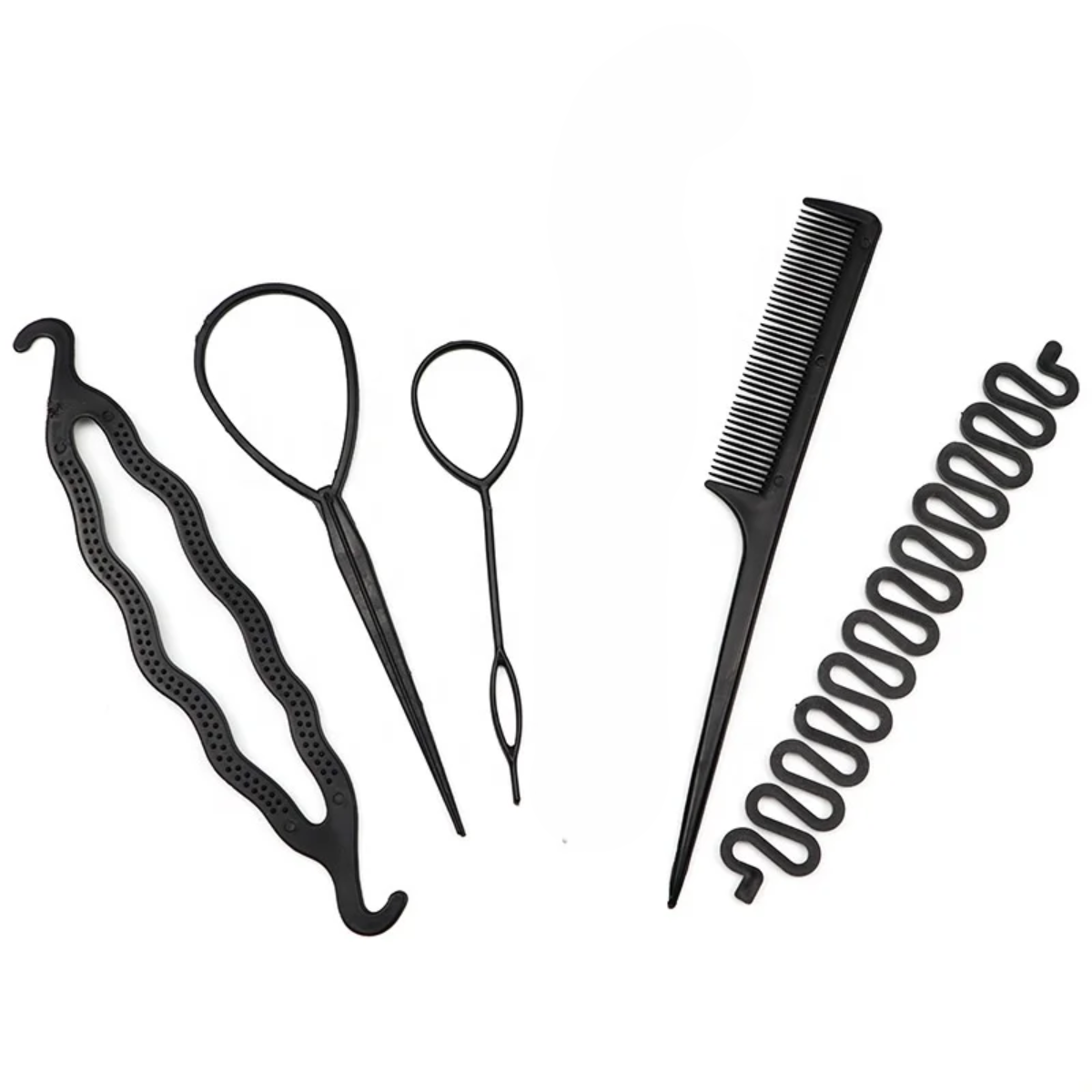 Hair care kit 4 pieces plastic black