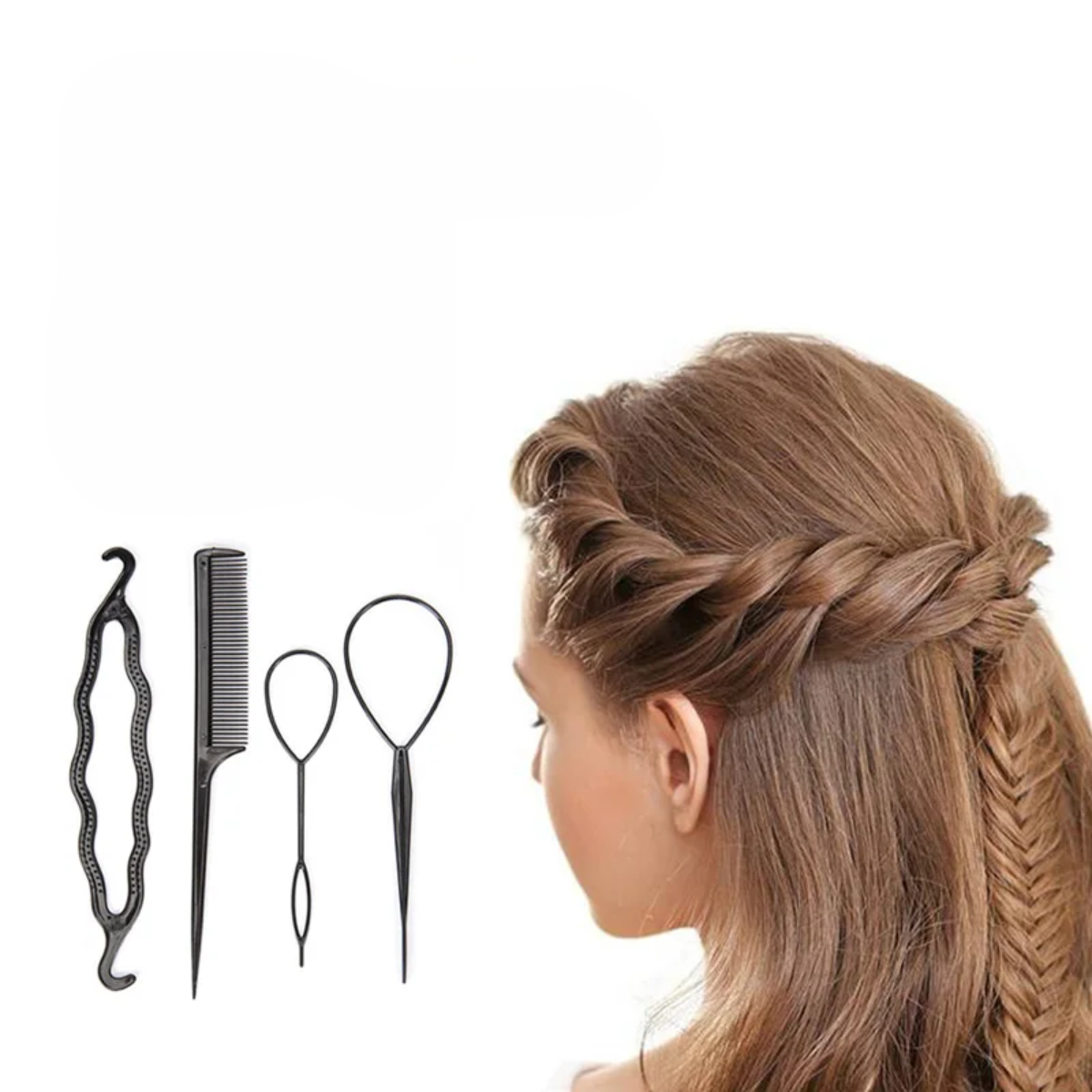 Hair care kit 4 pieces plastic black