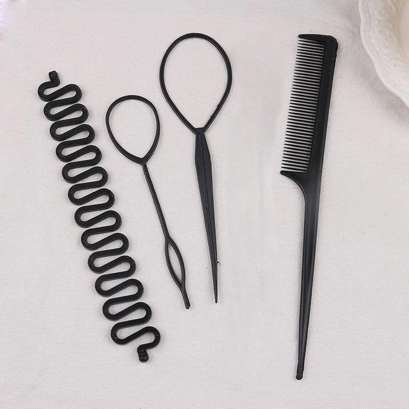 Hair care kit 4 pieces plastic black